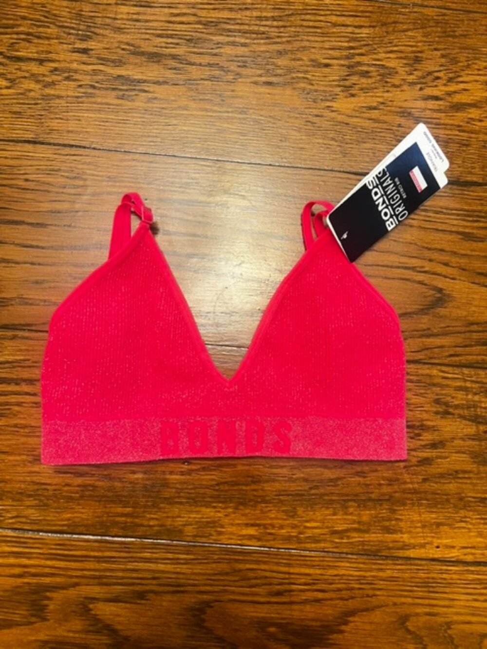 New w/tags Women's Bonds Originals Sports Bra Bralette Ribbed, Sz M Pink Sparkle